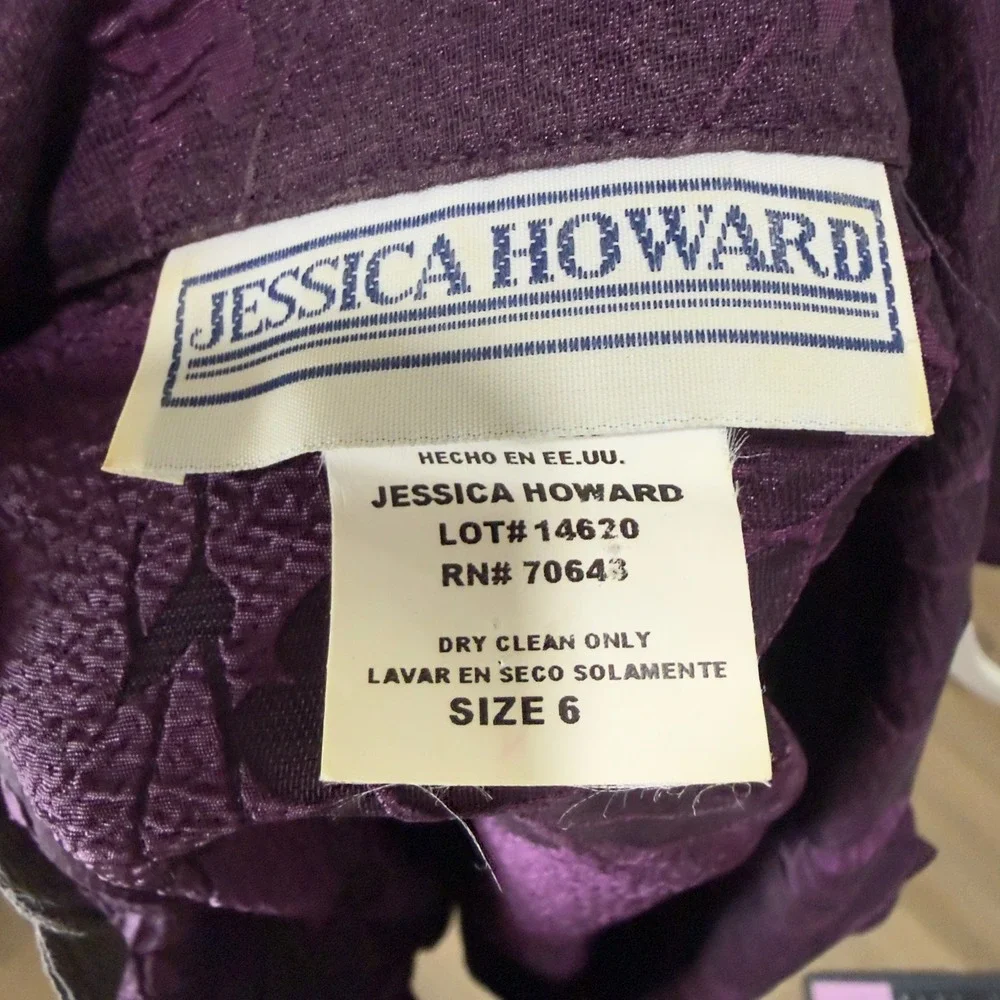 Vintage Jessica Howard Purple Floral Jacquard Skirt Suit‎ Set Size 6 Made in USA